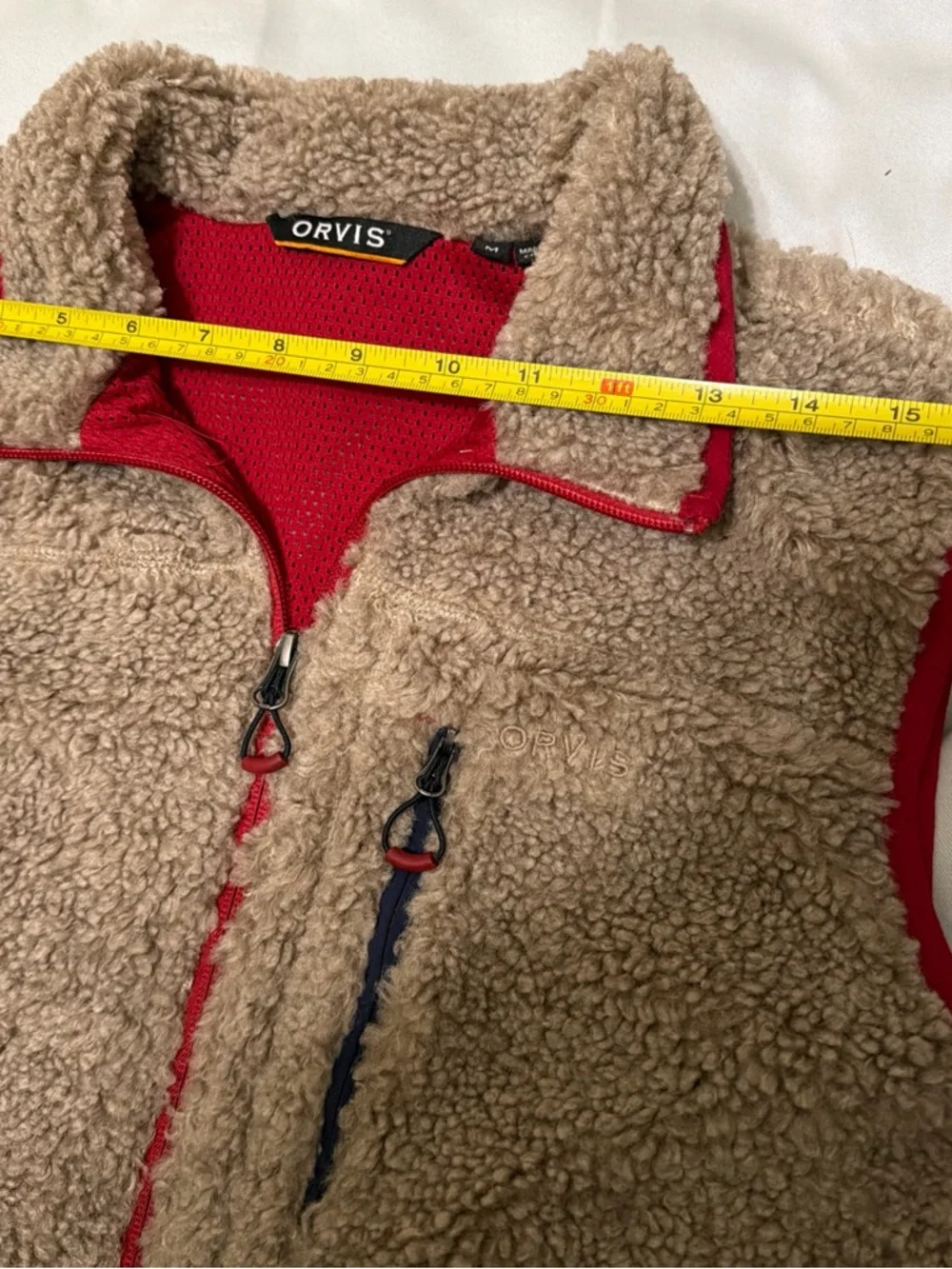 Orvis Vest Men High Pile Sherpa Fleece Oatmeal Outdoor HikingMeshLined Size M V1